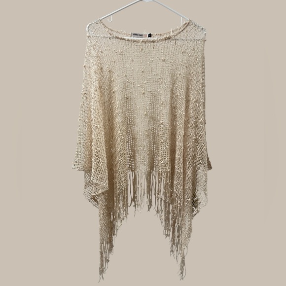 Origami Sweaters - Women’s Fringe Sweater Cover Up in Cream